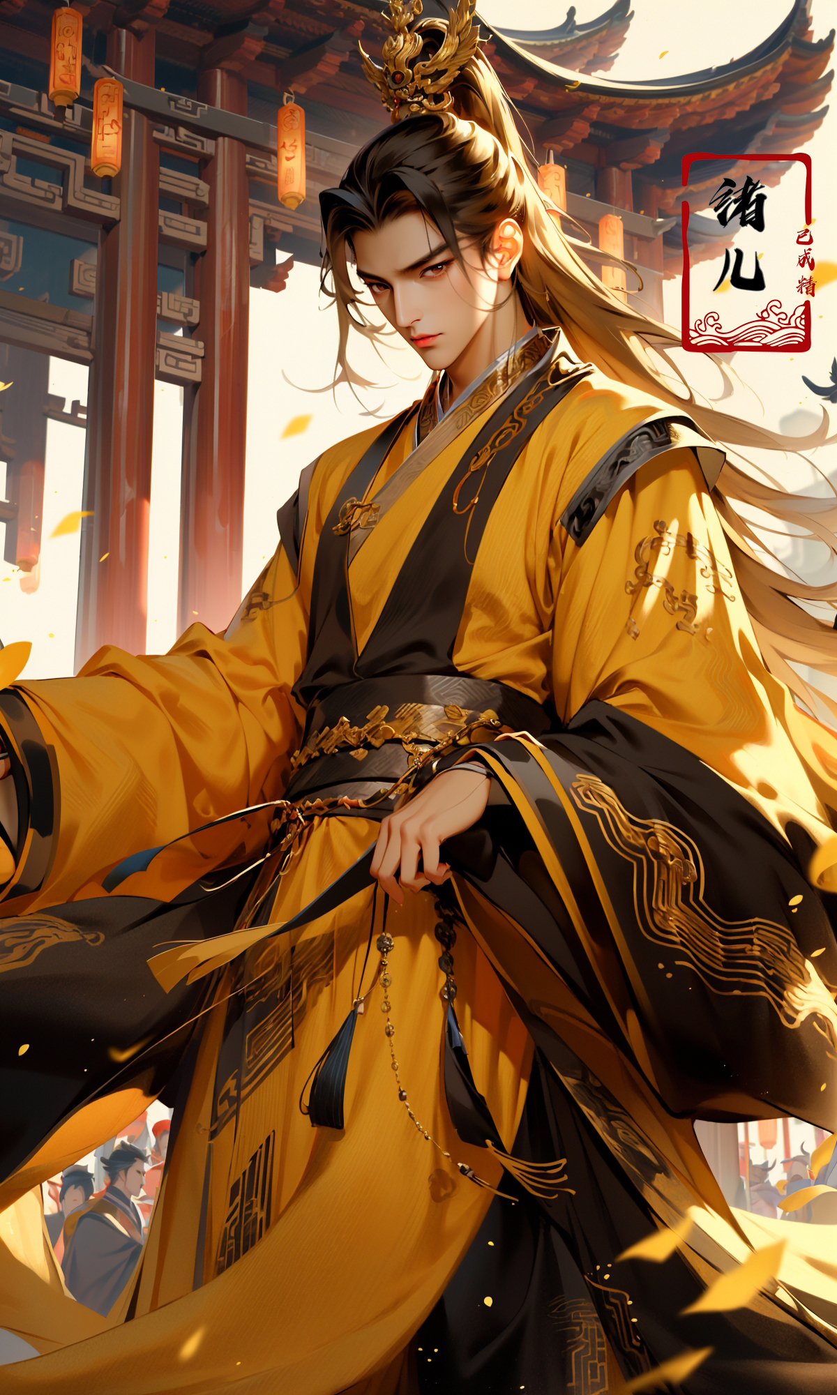 606247209521968582-484367340-Epic CG masterpiece, A Chinese Tang dynasty emperor,by guopei Wuxia,handsome, MAX Masculinity, straight crown, golden Taoist rob.jpg